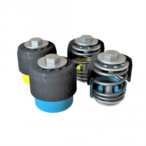 Виброопоры REXFABER (К-т из 4 шт.; желтые/синие, до 65кг; с пружинным демпфером); RFPMM65